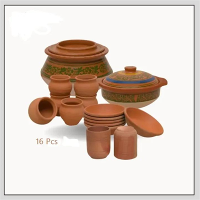 Amroc 16 Pcs CLAY Cooking & serving Set