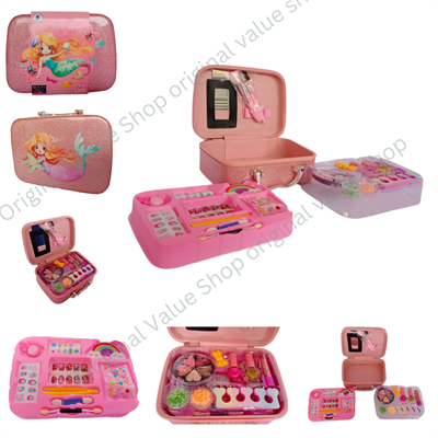 Kids Makeup Kit for Girls, Washable Real Makeup Set for Little Girls, Big Kit of Play Makeup for Girls Applies Like Real Makeup But Washes Off Easily Cute Carry Case for Girls