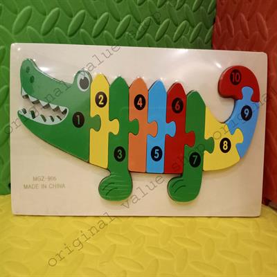 Kids Wooden Puzzle Colorful Cartoon Crocodile 1 to 10 Numbers Enlightenment Educational Jigsaw Puzzle Toys