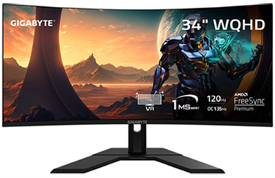 Gigabyte G34WQC 34" Ultra-Wide Curved QHD Resolution Gaming Monitor with High Refresh Rate