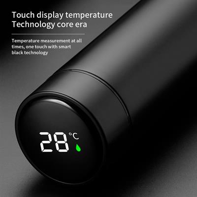 Black Smart LED Stainless Steel Bottle