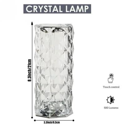 Diamond Rose Crystal Lamp 16 Color Changing ( With Remote) Touch Lamp Usb Rechargeable