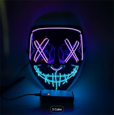 Gothic Color Matching LED Skull Mask, Cyberpunk Full Face Mask Prank Prop, Halloween Bar Club Rave Cosplay Photo Prop, LARP Party Funny Supply, Stage Performance Accessory