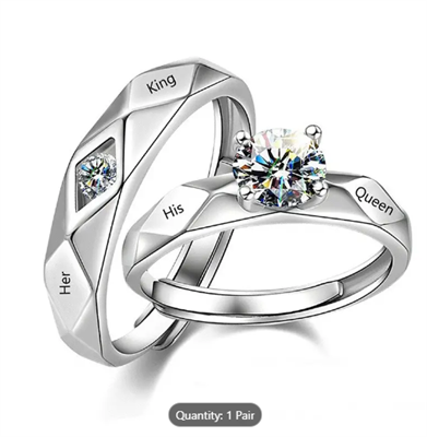 2pcs/set Exquisite Romantic Plating Opening Couple Rings For Lovers With Adjustable Knot