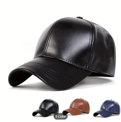 1pc Men's PU Leather Baseball Cap For Autumn And Winter