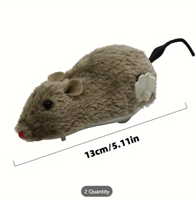 Soft & Cute Plush Wind-Up Mouse Toy - Sustainable, Realistic Movement, Assorted Colors