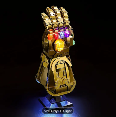 MAXCXT LED Lights for 76191 Infinity Gauntlet - ABS Material, Black, Compatible with Building Blocks, Includes Battery Box, 5V Lighting Accessory