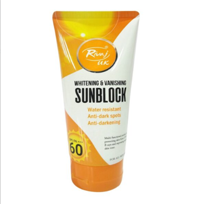 Rivaj Uk Sun Block Spf 60 Original Rivaj Uk Whitening & Vanishing Sun Block Spf / Pa+++ 60 (150 Ml)