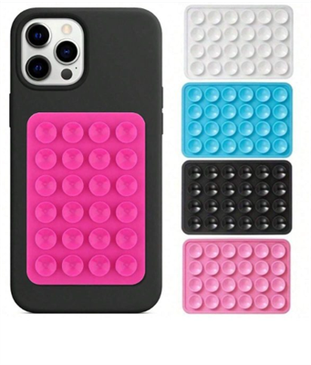 Square Single Side Suction Cups Cell Phone Holder Universal Leather Case Silicone Pad (random Colour)