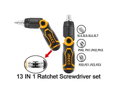 Ingco 13 IN 1 Ratchet screwdriver set - AKISD1208