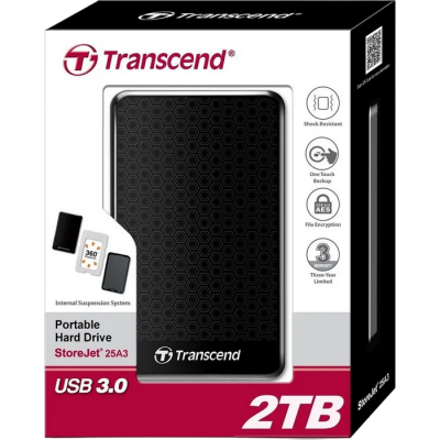 Transcend 2.0TB StoreJet 25A3 - 2.5 inch Mobile Hard Drive - USB 3.0