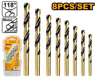 Ingco 8 Pcs HSS twist drill bits set - AKDB0801