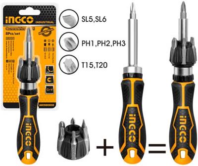 Ingco 8 Pcs ratchet screwdriver set - AKISD0808