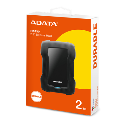 ADATA HD330 2TB USB 3.1 Shock-Resistant Extra Slim External Portable Hard Drive - Black - AHD330-1TU31-CBK