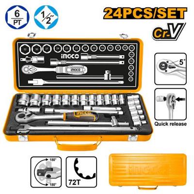 Ingco 24 Pcs 1/2" socket set - HKTS12242