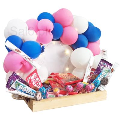 Joyful Treats Hamper with Balloon Decor