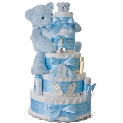 Blue Themed Diaper Cake