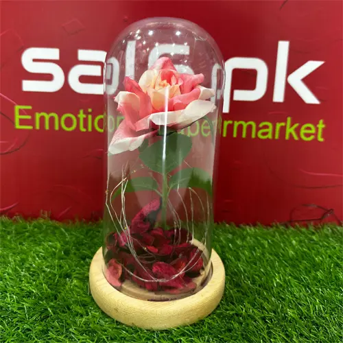 Glass Flower Dome - Pink