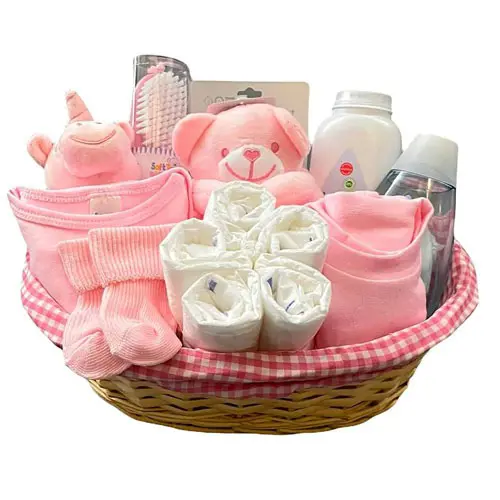 Welcome Baby Girl Gift Basket – Pink Edition