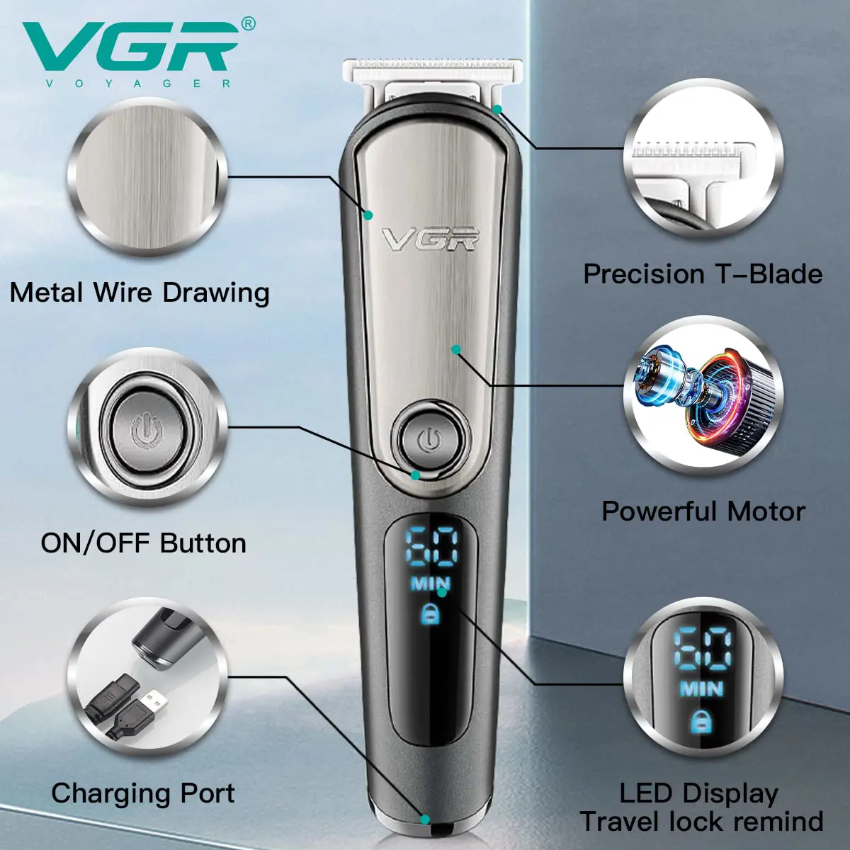 VGR V-105 5-in-1, Face, Hair and Body - Multi Grooming Kit
