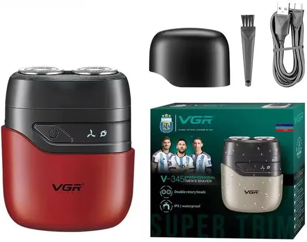 VGR V-345 Professional Electric Shaver, Dual Rotary Heads, IPX7 Waterproof