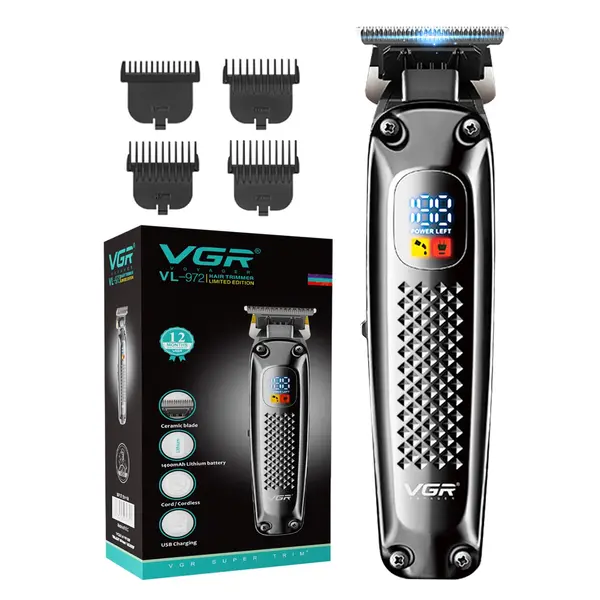 VGR VL-972 Limited Edition Professional Hair Clipper,Trimmer for men with Digital LED Display,4 Cutting Combs