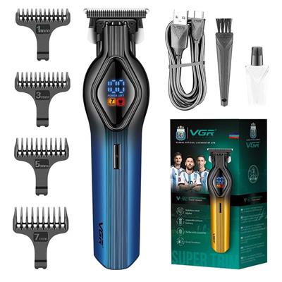 VGR V-921 Professional Digital Display Turbo function 7000RPM Pro Li Outliner Electric Cordless Hair Clipper Grooming Kit T-Blade Close Cutting 0mm Bald Head Clipper