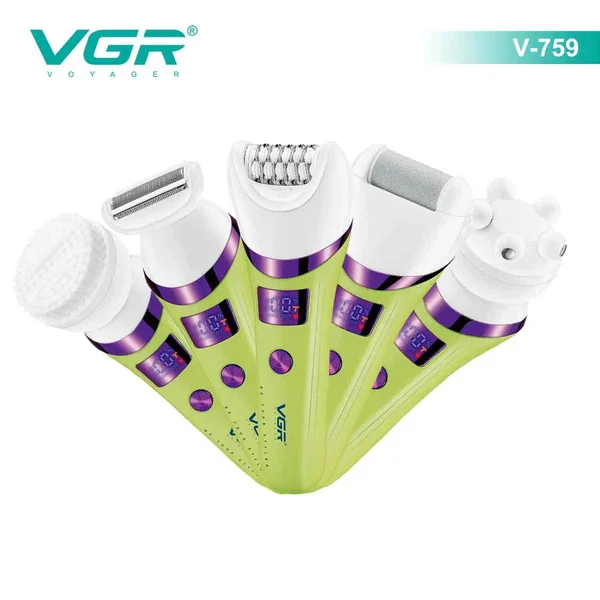 VGR V-759 5-in-1 Multi functional Hair Trimming Set Deep Cleaning Body Hair Removal Device Alloy Blade Hair Removal Device