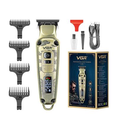 VGR Premium Metal Housing Hair Clipper LED Display 4 Guide combs Runtime 240 min V-901