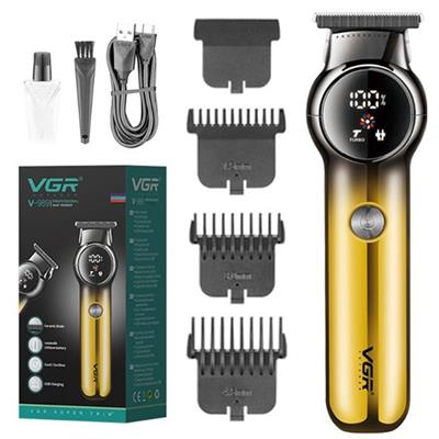 VGR V-989 Pro Li Outliner Rechargeable Electric Cordless Hair Clippers with Digital Display & Dual Motor Grooming Kits T-Blade Close Cutting 0mm Bald Head Clipper for Men 180 mins Runtime