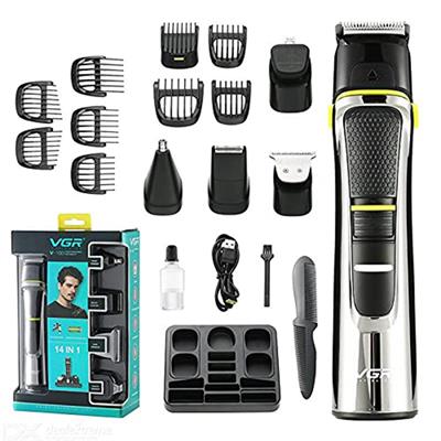 VGR V-100 14-in-1 IPX5 Waterproof Face, Hair and Body - Multi Grooming Kit