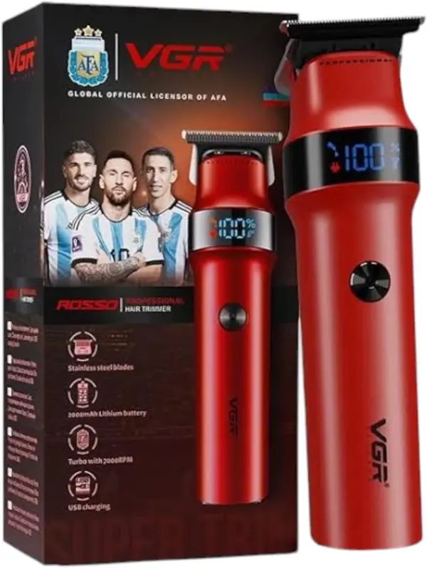 VGR V-987 Professional Digital Display Turbo function 7000RPM Zero Gapped Cordless Pro Self Haircut Hair Clipper Beard trimmer Stainless steel & Ceramic Blade