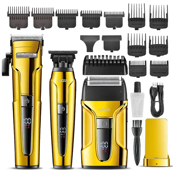 VGR V-694 Professional Rechargeable Combo Kit - Hair Clipper, Trimmer, & Foil Shaver with Ceramic & Carbon Steel Blades