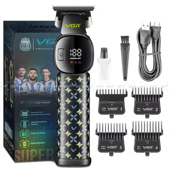 VGR V-185 Hair Cutting Machine Cordless Led Display Hair Clippers Man Professional 0mm Trimmer