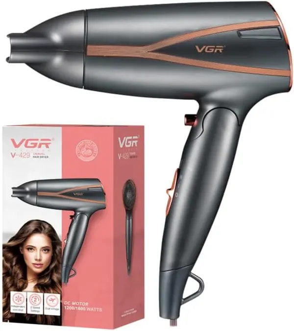 VGR Foldable Hair Dryer 1200/1600W DC Motor Dual Voltage 2 Speed Settings V429