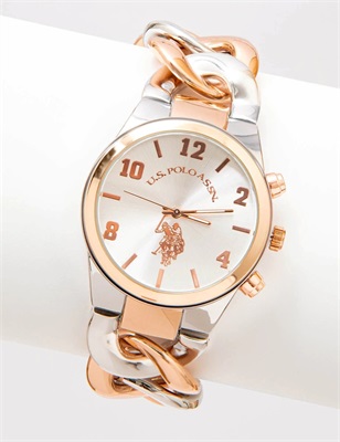 US Polo Assn Ladies Two Tone Chain Watch