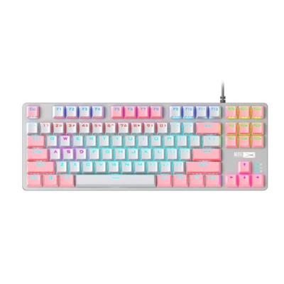 Altec Lansing 8404 RGB Gaming Keyboard With Metal Panel, Blue Switch, Compact Mechanical Keyboard For PC, Computer, TKL 87 Keys, Pink/ White