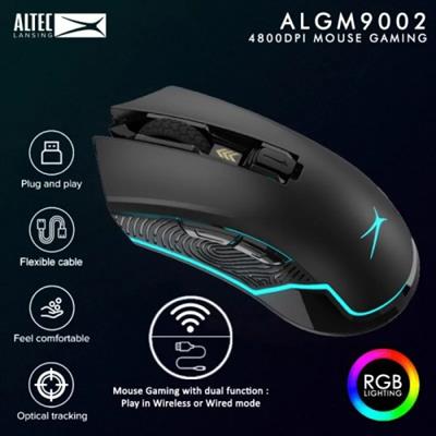 Altec Lansing ALGM-9002 WIRELESS and Wired Dual Mode Gaming Mouse – 4800DPI RGB Macro