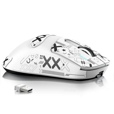 Attack Shark X3 Max Wireless Gaming Mouse, PixArt PAW3950 Gaming Sensor, Up to 42K DPI, 100 Million Micro, 49g Lightweight Tri-Mode (BT5.2/2.4GHz/Wired) - White (with Grip Tape)