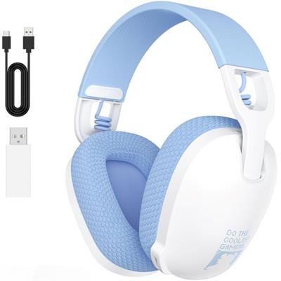Onikuma B2 Wireless Gaming Headset with Mic,Over-Ear Gaming Headphone for PS4, PS5, PC, Switch, Mac,2.4GHz Bluetooth 5.3 Gaming Headphones with Noise Cancelling Mic,White