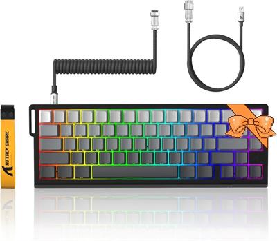 ATTACK SHARK X68 HE 8KHZ Rapid Trigger Keyboard Magnetic Switch,0.01 mm RT Accuracy,Wired RGB 60% Gaming Keyboard TKL with Adjustable Actuation,Snap Tap,Coiled Cable,for PC/Mac(Moon Night)
