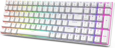Rk 100 96% WIRED Full Size Mechanical Gaming Keyboard - Hot-Swappable & Rainbow Backlit (White) 