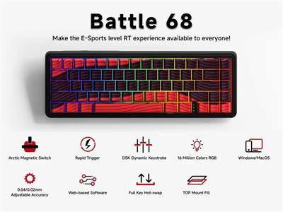EWEADN Battle68 Magnetic Switch Mechanical Gaming Keyboard – 68-Key Compact, Hot-Swappable, RGB Lighting, Customizable Actuation