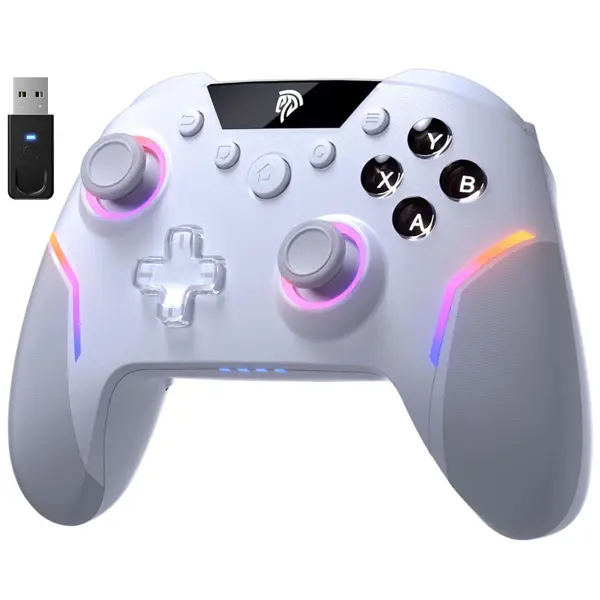 EasySMX X20 Wireless Gaming Controller with RGB Backlit, 2-Stage Hall Effect Stick, 1000Hz Polling Rate, 6-Axis Gyro on Multi-Platform, Mech Buttons, Compatible with PC/Switch/Steam/Android