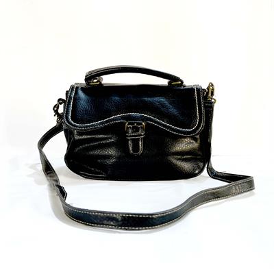 Classic Black Leather Shoulder Bag