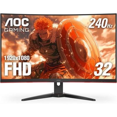 AOC C32G2ZE Gaming Monitor | 31.5" Curved 1500R FHD VA 240Hz 0.5ms MPRT, Freesync Premium, Flicker Free, 3-Sided Frameless