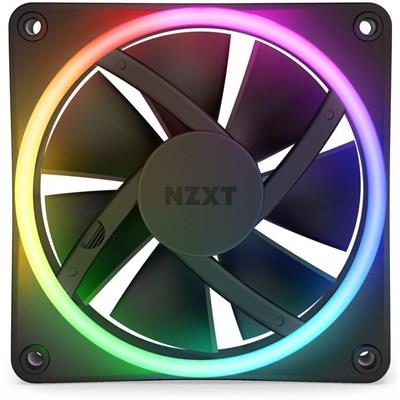 NZXT F120 RGB Duo 120mm Dual-Sided RGB Fan, 20 Individually Addressable LEDs, Anti-Vibration Rubber Corners, Black, Single Pack