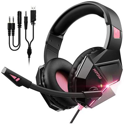 Mpow EG10 Gaming Headphone with Microphone (Black & Red)