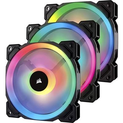 Corsair LL120 RGB 120mm Dual Light Loop RGB LED PWM Fan — 3 Fan Pack with Lighting Node PRO - CO-9050072-WW