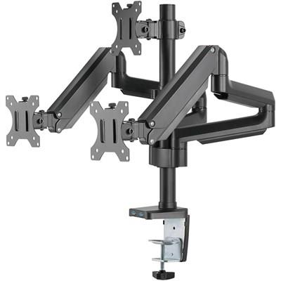 Twisted Minds Premium Triple Monitors Aluminum Pole Mounted Gas Spring Monitor Arm With USB Ports | TM-26-C018UP